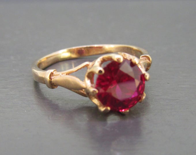 Antique Jewelry 14k Ruby Ring With Cut Lab Created Ruby on 14k Gold ...