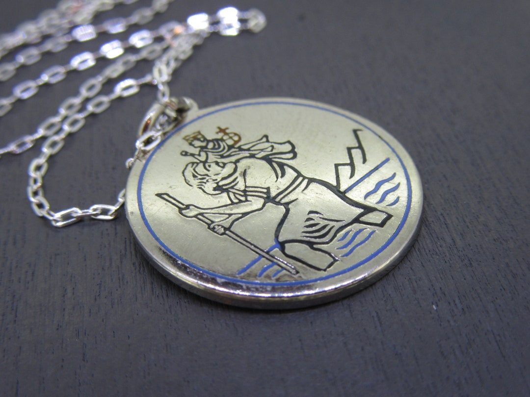 Vintage Sterling Saint Christopher Pendant Necklace by Creed