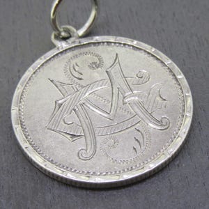 Antique 1887 Sterling Love Token Charm or Pendant, Monogrammed Initial GMS Coin Love Token Charm or Pendant