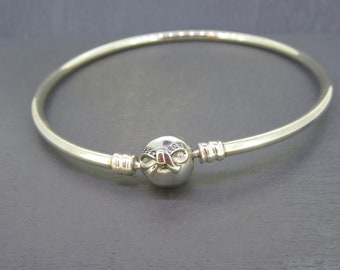 8" Sterling Silver Pandora Charm Bracelet for Bracelet Charms, Dainty Bow CZ 794317