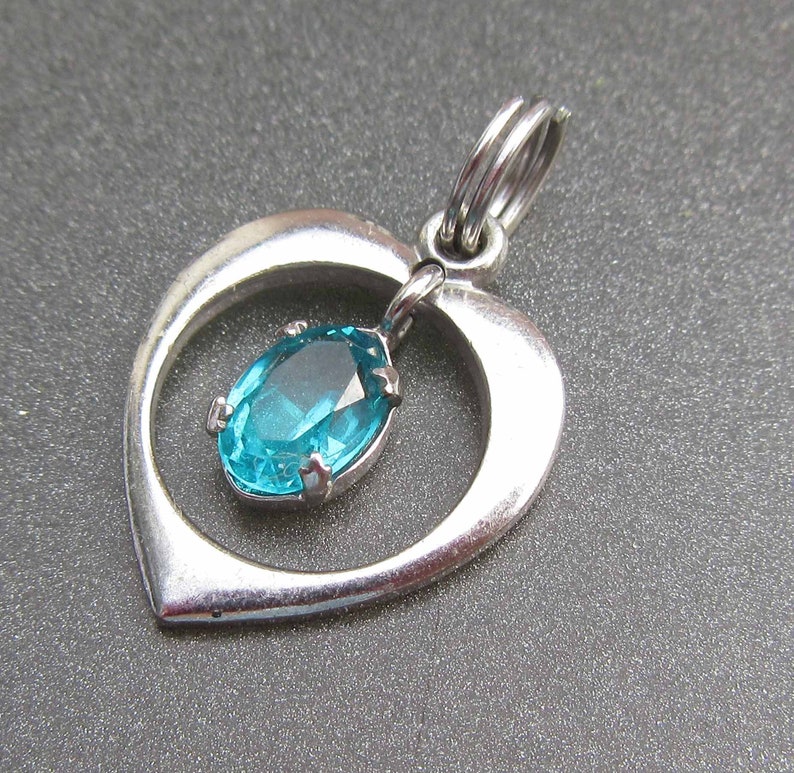 Sterling Silver Heart Charm Gift for Girlfriend Gift for Her Bracelet Charm for Charm Bracelets Blue Rhinestone Heart Charm or Pendant