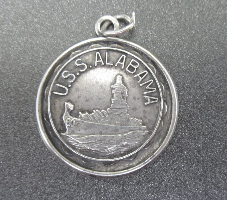 USS Alabama Navy Ship Souvenir Charm Mobile Bay Souvenir Sterling Silver USS Alabama State Souvenir Charm