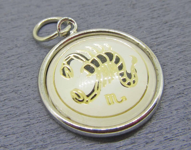 Silver Yellow Plated Zodiac Scorpio Charm 29mm