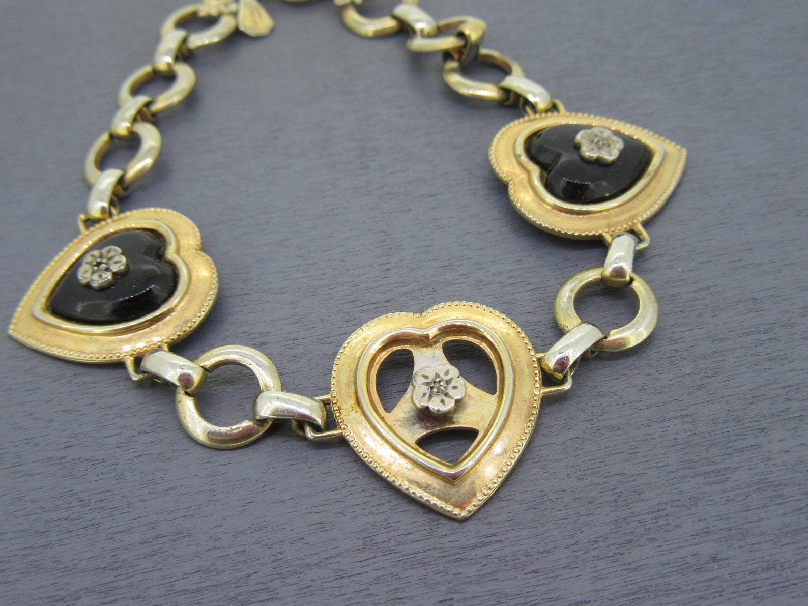Vintage Heart Bracelet Gold Filled Heart Bracelet by AMCO Etsy