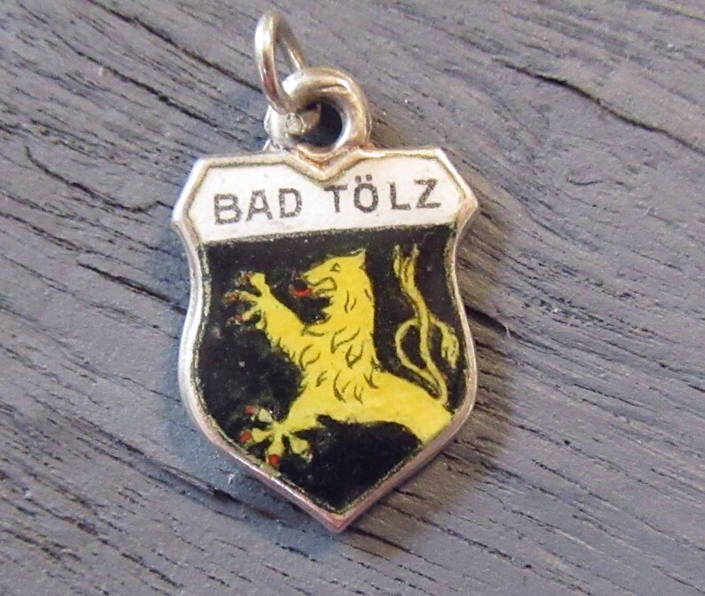 835 Sterling Silver Black Enamel Charm Enamel Shield Charm Bad T 