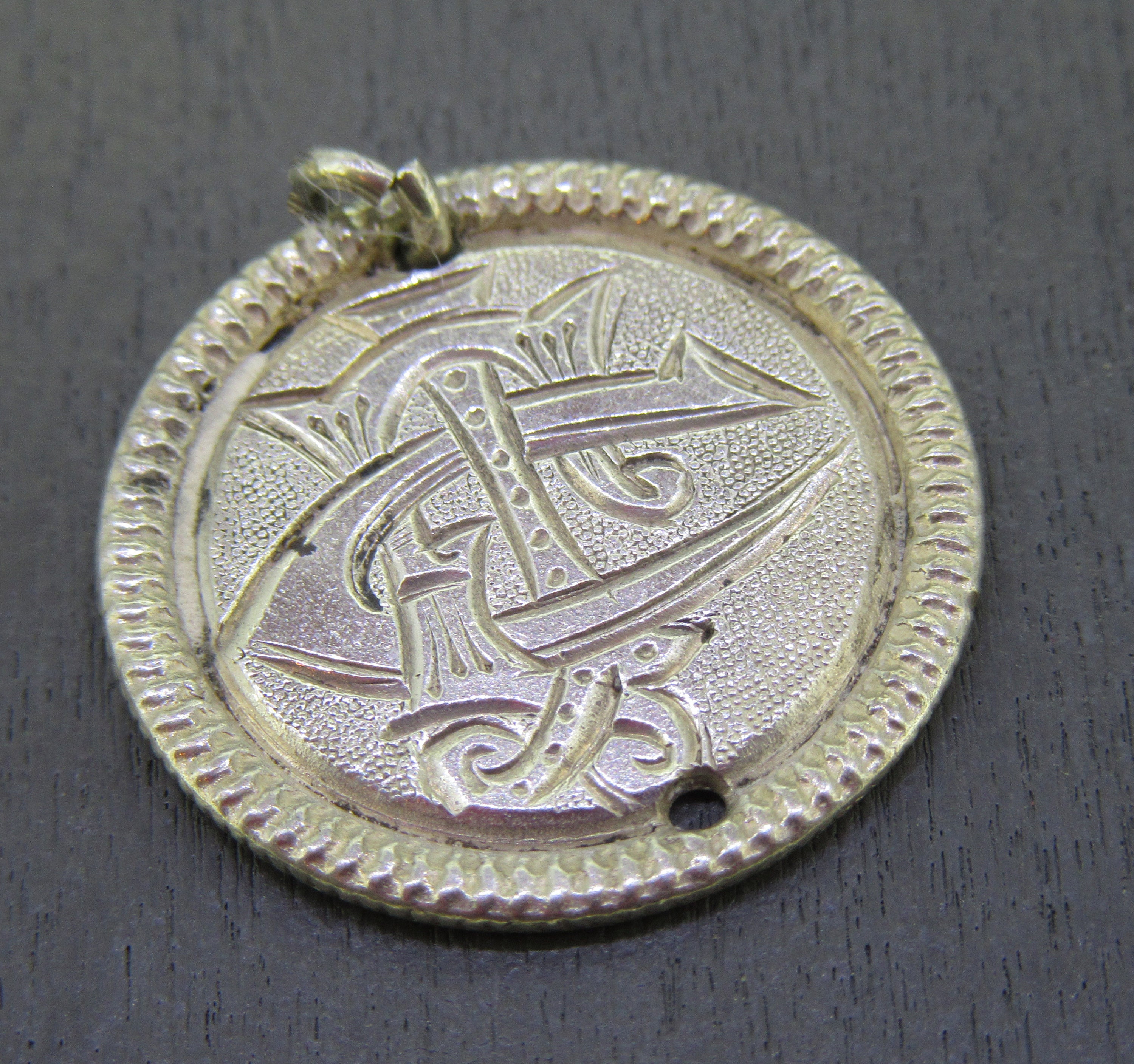 Rare Antique Sterling Love Token Charm or Pendant, Monogrammed RIC ...