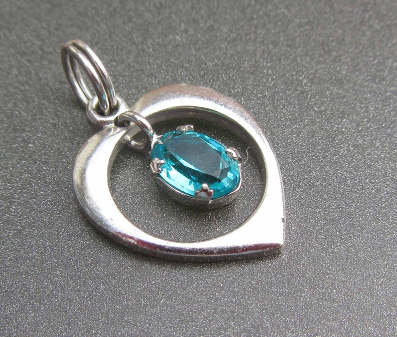 Sterling Silver Heart Charm Gift for Girlfriend Gift for Her Bracelet Charm for Charm Bracelets Blue Rhinestone Heart Charm or Pendant