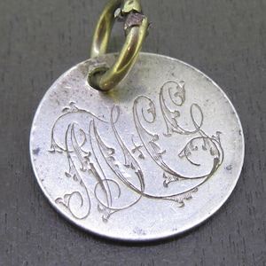 Rare Antique Sterling Love Token Charm or Pendant, Monogrammed Initial Love Token Charm, Victoria Dei Gratia Regina Canada