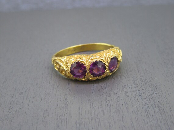 Antique Amethyst Ring on Gold Filled Band, Size 8… - image 3