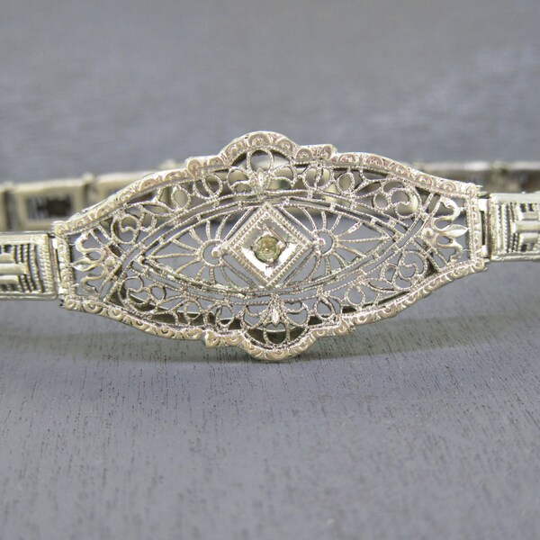 6 3/4" Antique Art Deco Sterling Filigree Bracelet