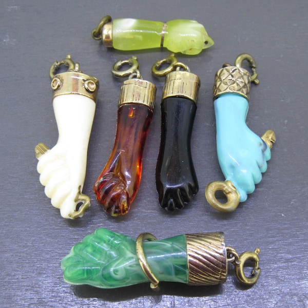 CHOICE Vintage or Antique Figa Charms, Plastic or Stone Figa