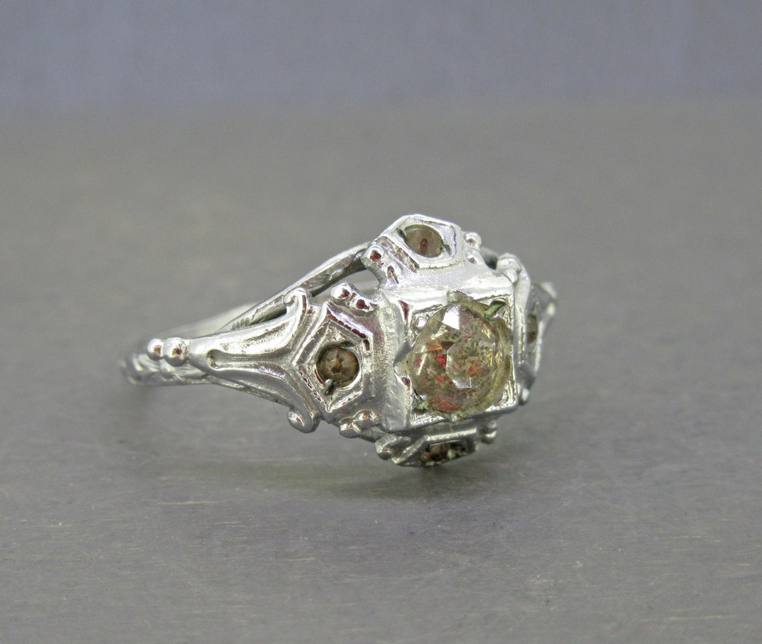 Art Deco Revival Silver Ring 5.5