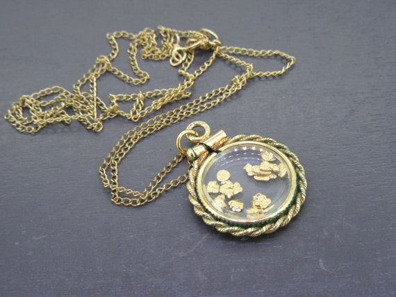 Vintage Gold Filled Shaker Locket Necklace with G… - image 2