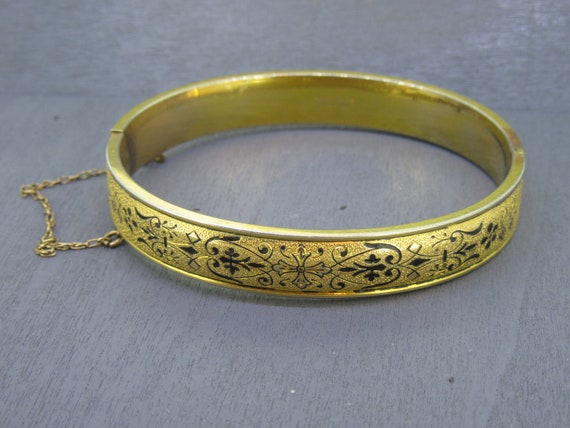 6 3/4" Vintage Gold Filled Hinged Bangle Bracelet… - image 3