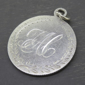 Antique 1887 Sterling Love Token Charm or Pendant, Monogrammed Initial Coin Love Token Charm or Pendant