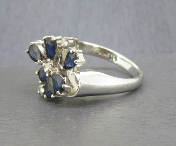 14k Blue Sapphire and Diamond Ring on White Gold,… - image 3