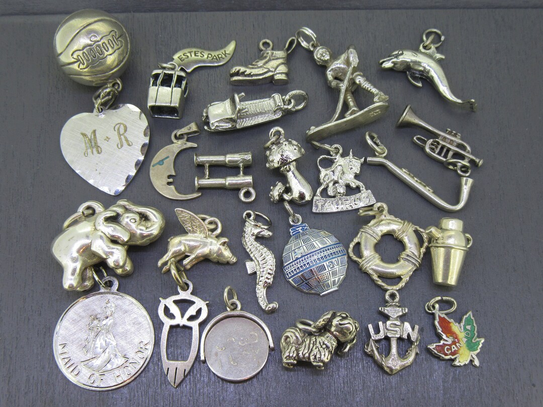 CHOICE Vintage Sterling Silver Bracelet Charm, Crescent Moon