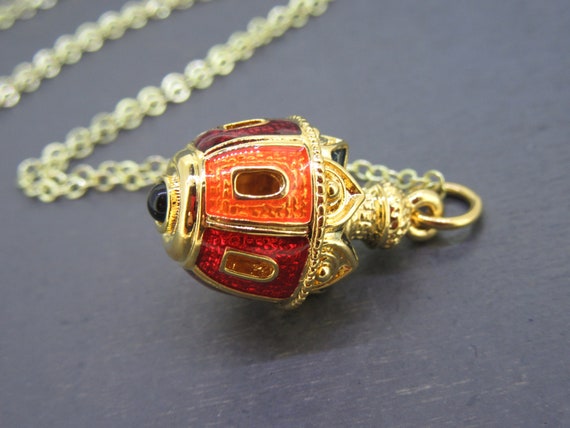 Vintage Joan Rivers Jeweled Enamel Pendant Neckla… - image 3