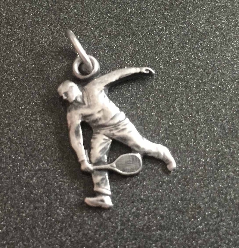 Vintage Charm Sterling Silver Sports Charm for Charm Bracelets Gift for Racquetball Player Vintage Racquetball Player Charm Racquet