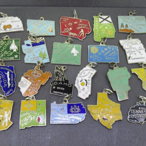 Auswahl Vintage Landkarte Charme, Nebraska, Montana, Iowa, Alabama, North Dakota, Wyoming, Arizona, Wyoming, Kansas, Missouri, Florida