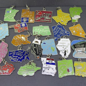 Charm vintage émaillé CHOICE pour carte d'état, Minnesota, Utah, Colorado, Texas, Vermont, Indiana, Oklahoma, Dakota du Nord, Rhode Island, Nevada
