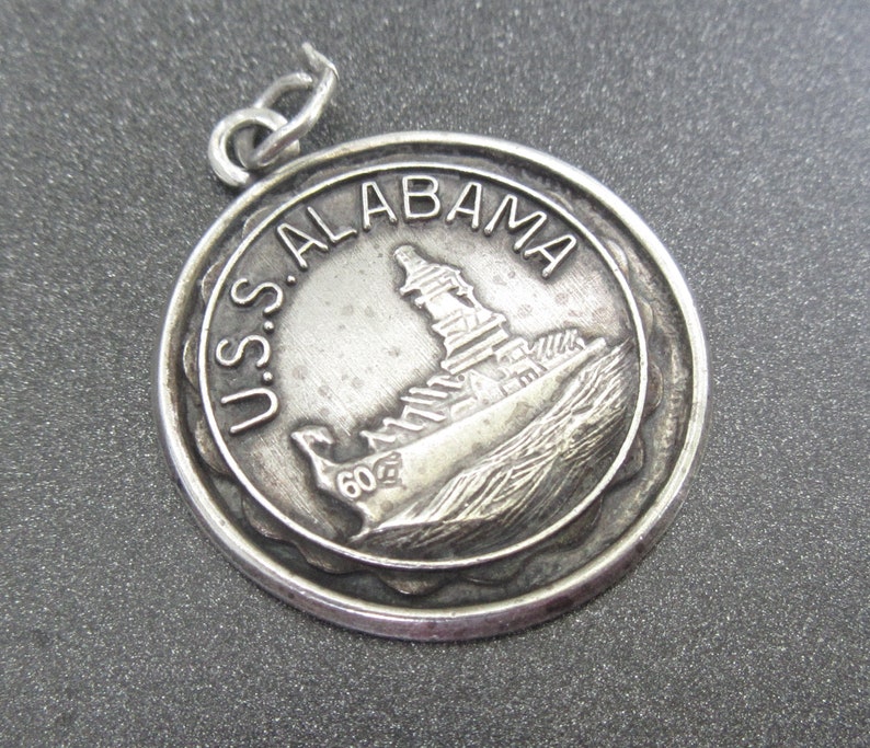 USS Alabama Navy Ship Souvenir Charm Mobile Bay Souvenir Sterling Silver USS Alabama State Souvenir Charm