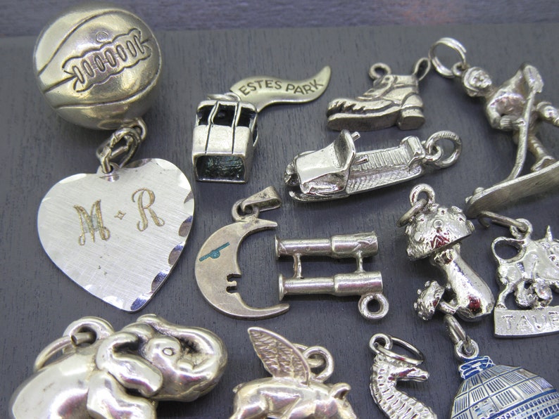 CHOICE Vintage Sterling Silver Bracelet Charm, Crescent Moon