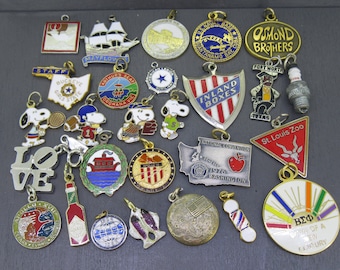 CHOICE Vintage Bracelet Charm, Many Enamel, Mayflower, Snoopy Peanuts, Osmond Brothers, Guantanamo Bay, St Louis Zoo, Apollo XVII NASA