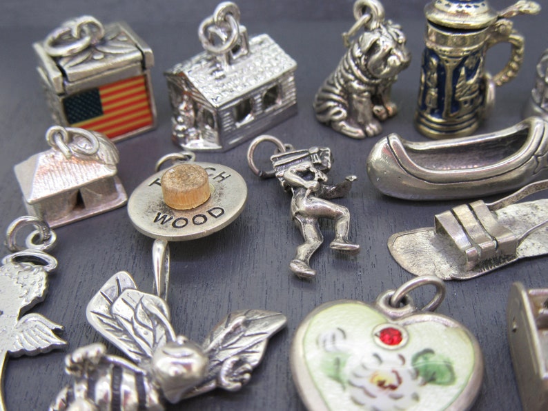 CHOICE Vintage Sterling Bracelet Charm, USA Prayer Box, School House