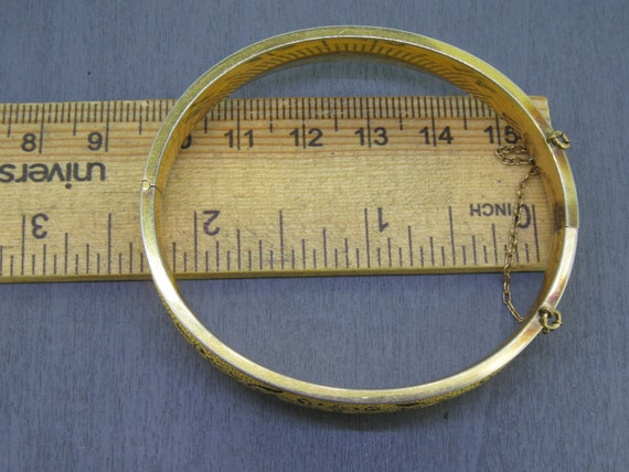 6 3/4" Vintage Gold Filled Hinged Bangle Bracelet… - image 6