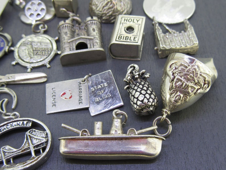 CHOICE Vintage Sterling Bracelet Charm, Yoga, Graduation, Phone, Jack in the Box, Hershey Kiss