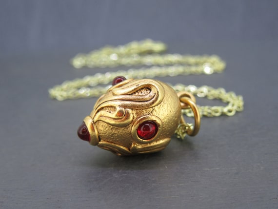 Vintage Joan Rivers Egg Pendant Necklace with Red… - image 3