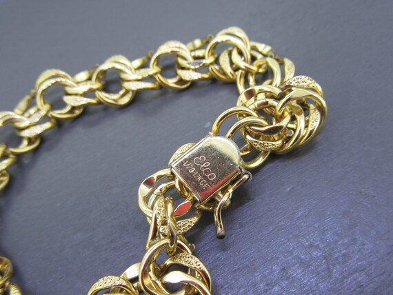 7 1/4" Vintage Gold Filled Elco Charm Bracelet - image 4