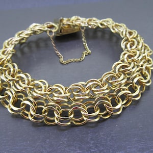 7&quot; Vintage Gold Filled Charm Bracelet with Two Rows of Double links
