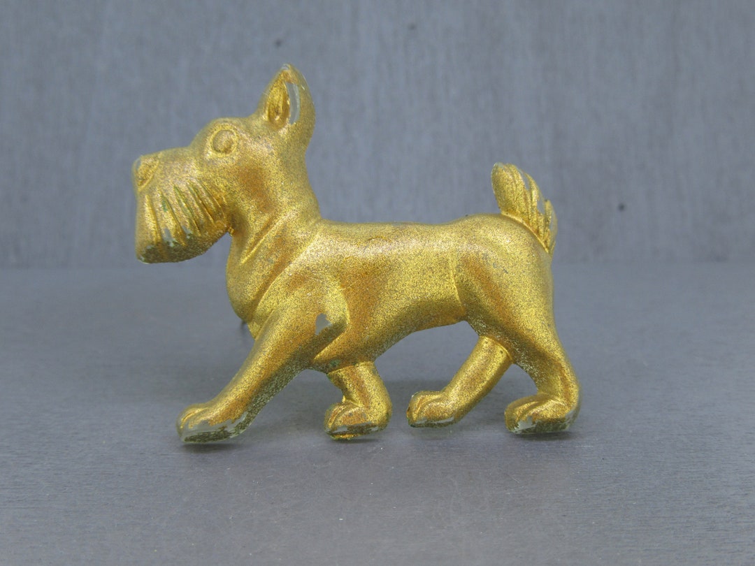 Broche Vintage Chien Scottish En Celluloïd - État Bon Usage