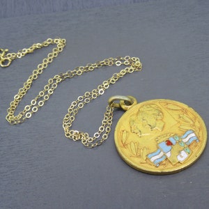 Rare Vintage Gold Filled Prince and Princess of Monaco Pendant Necklace on 16 Chain image 2