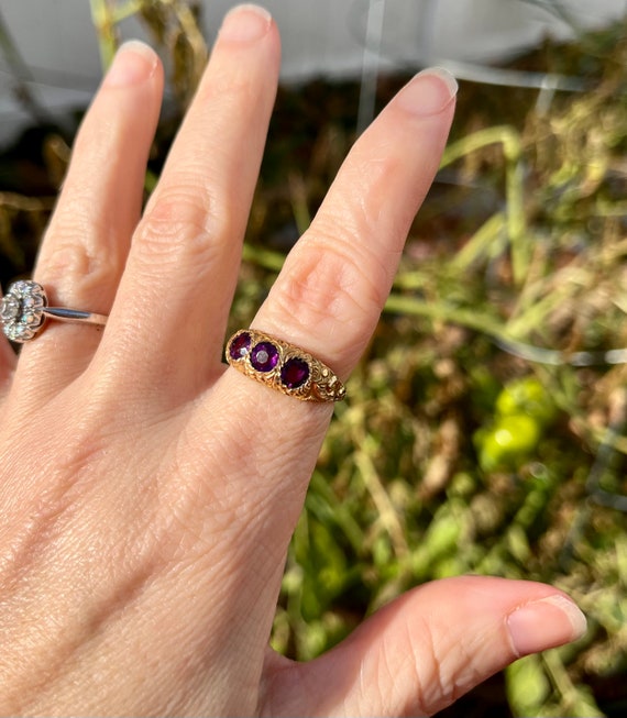Antique Amethyst Ring on Gold Filled Band, Size 8… - image 10