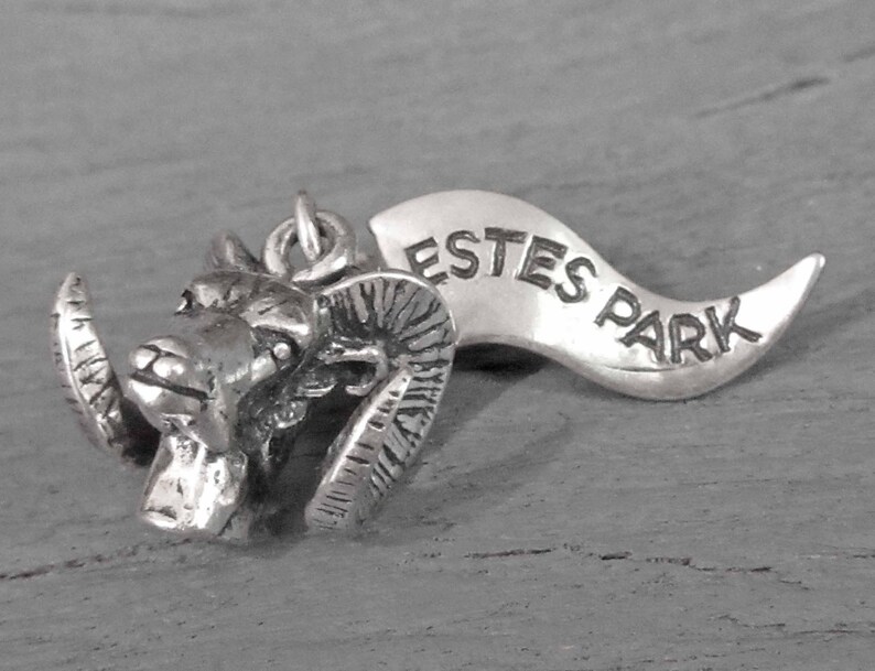 Vintage Rams Head Charm Estes Park Colorado Animal Jewelry for Charm Bracelets Sterling Silver Ram Head Charm or Pendant