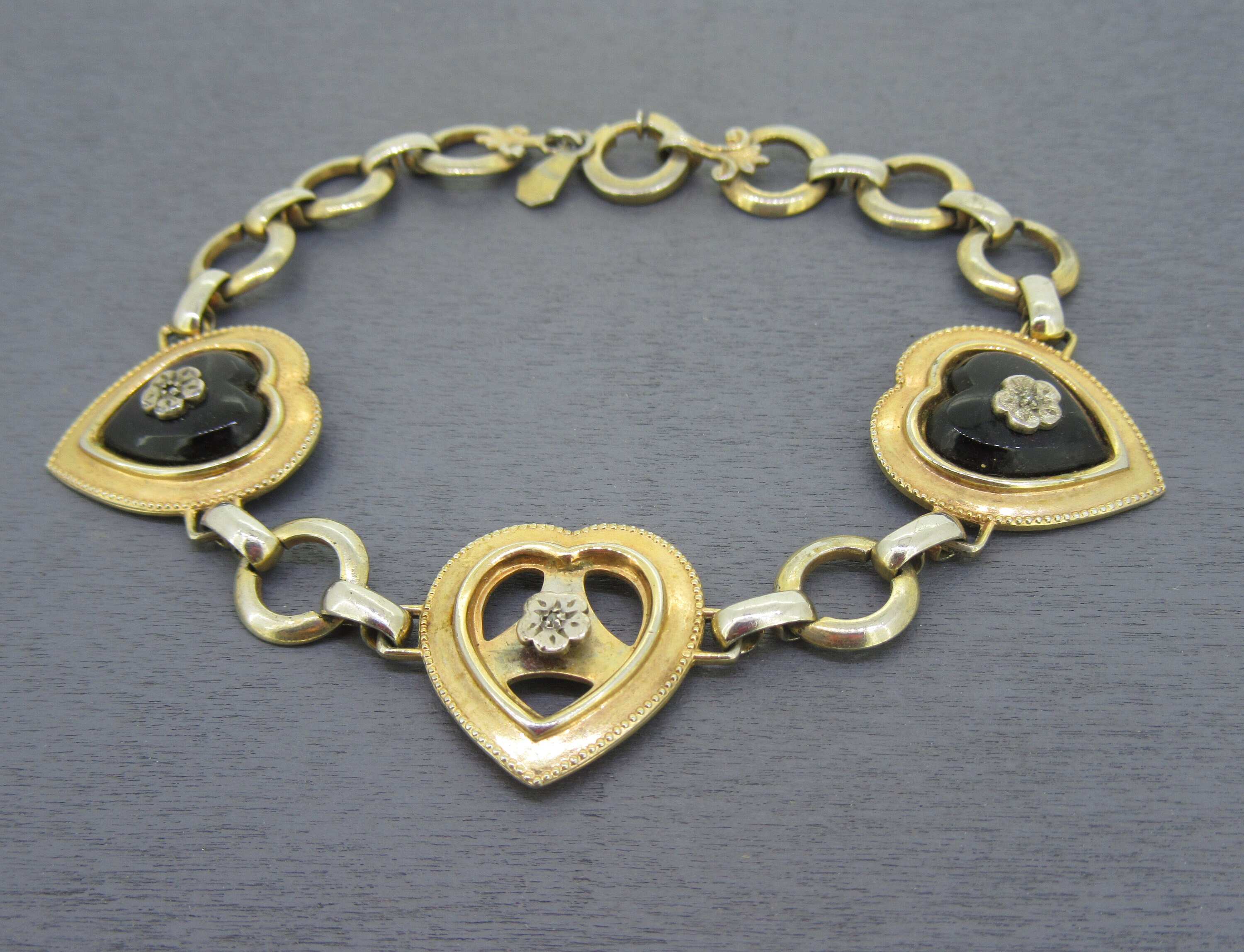 Vintage Heart Bracelet Gold Filled Heart Bracelet by AMCO Etsy