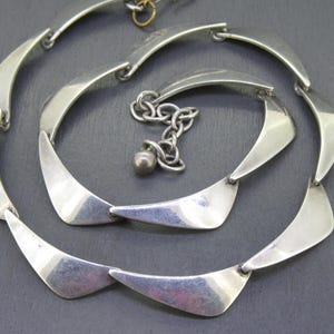Vintage Niels Erik Sterling Silver Necklace, Denmark Sterling Modernist Jewelry