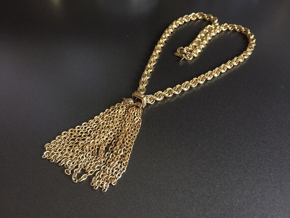 Vintage Tassel Necklace Gold Tone Statement Necklace Long | Etsy