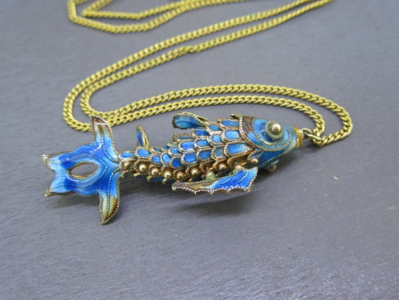 Vintage 18ct Yellow Gold Articulated Fish Pendant Circa 1960-80's
