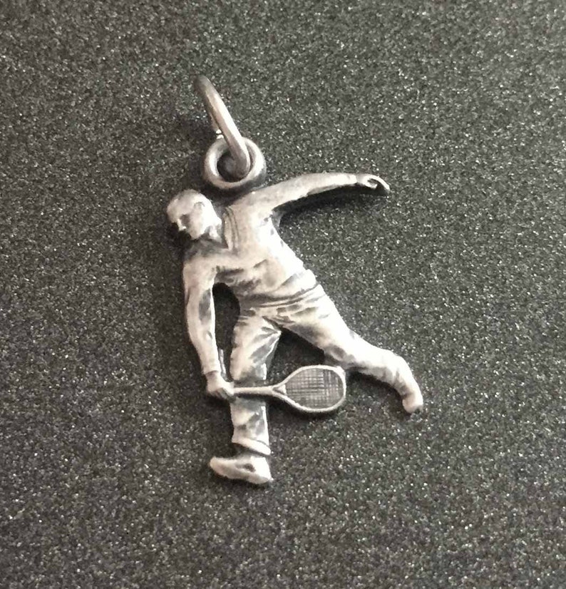 Vintage Charm Sterling Silver Sports Charm for Charm Bracelets Gift for Racquetball Player Vintage Racquetball Player Charm Racquet