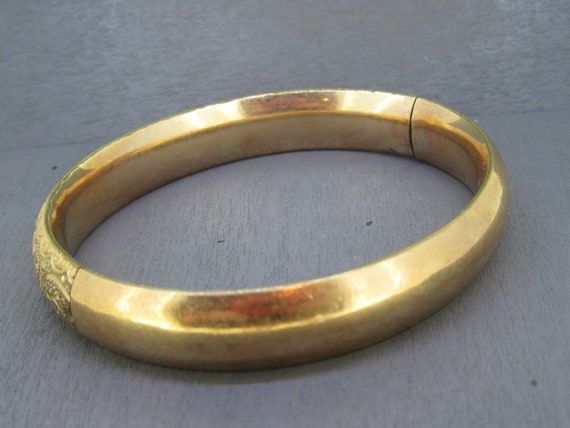 7 1/4" Vintage Gold Filled Bangle Bracelet with T… - image 3
