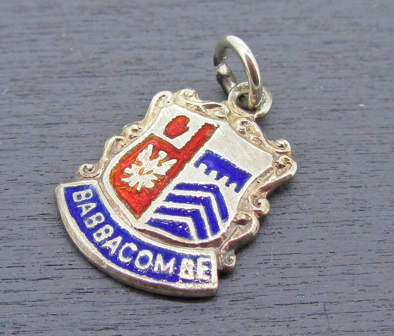 Babbacombe England Charm Devon England Charm England Souvenir Coat of Arms Sterling Silver Charm Vintage Charm Enamel Shield Charm