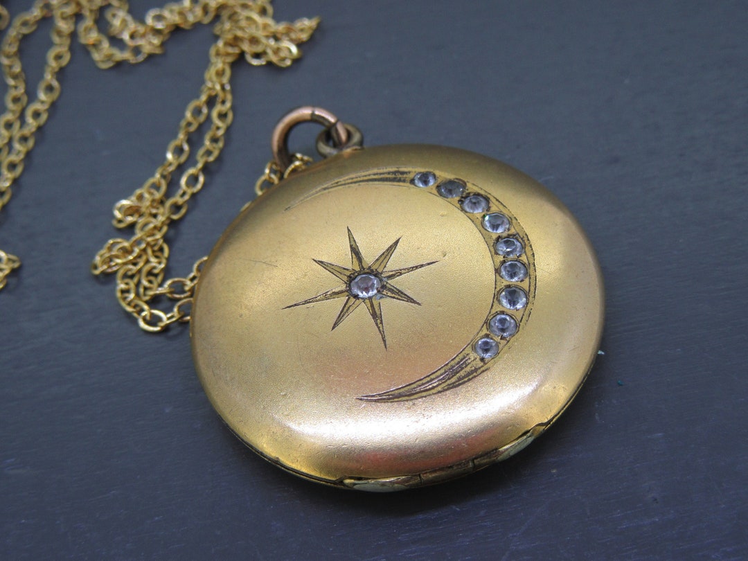 Victorian Crescent Moon & Star Locket