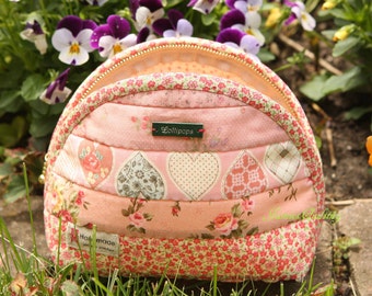 Sewing Project For Beginners Pink Heart Cosmetic PouchTutorial Instructions PDF files With Illustration Photo PersonalizedGift