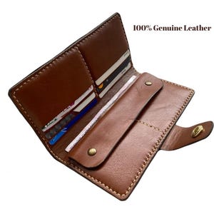 Cartera de piel marrón para mujer