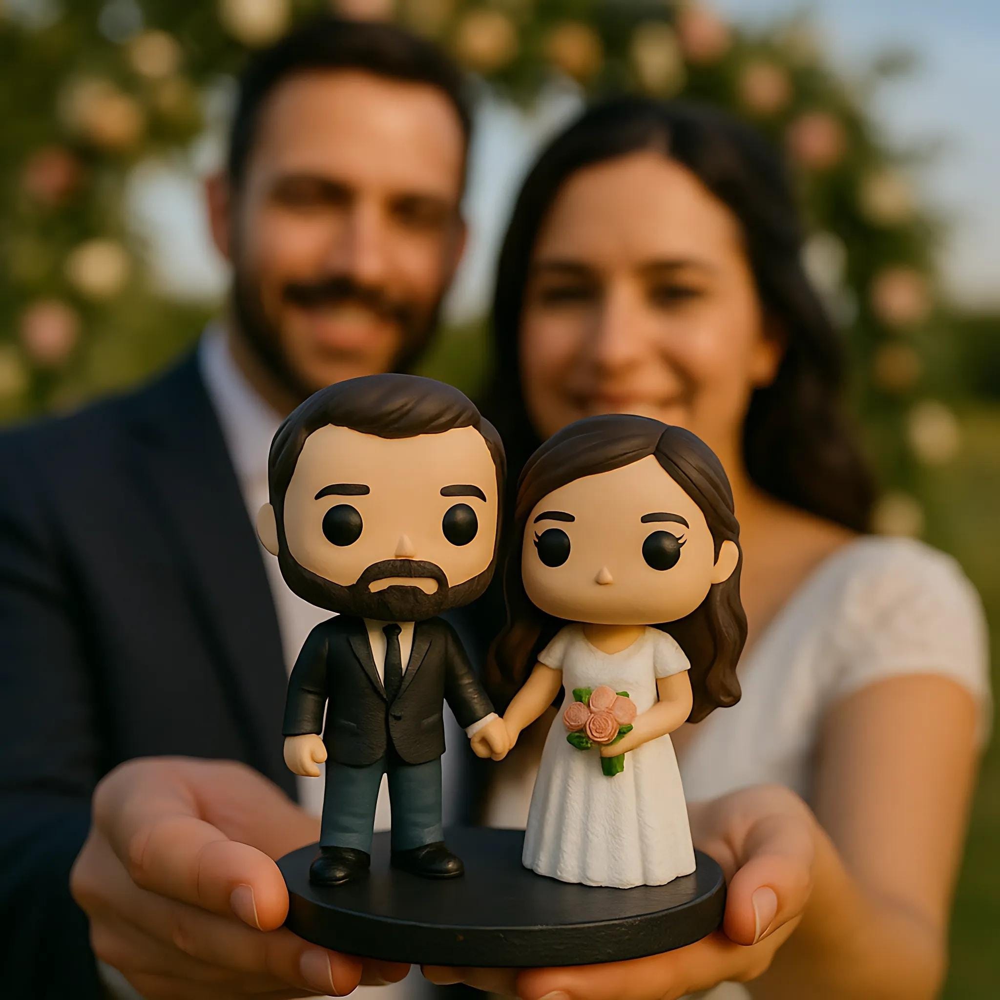 Custom Wedding Cake Topper Figurine, Personalized 3D Pop Couple, Unique Gift for Bride, Personalized Couple Figure