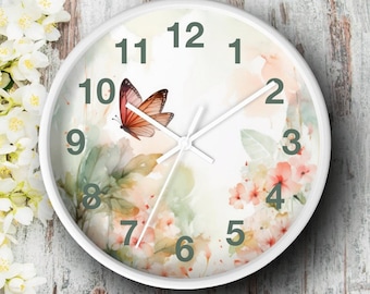 Butterfly & Floral Wall Clock - Charming Cottagecore Home Decor, Wall Decor, Perfect Living Space Accent - Perfect Gift